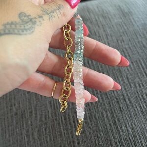 14k yellow gold filled and aquamarine bracelet